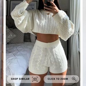 Fashion nova Figueroa Set Ivory sweater shirt set